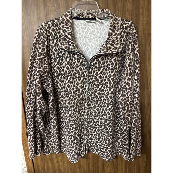Ladies Plus Kim Rogers Leopard Print Zip Up Jacket - 2X - Picture 1 of 3